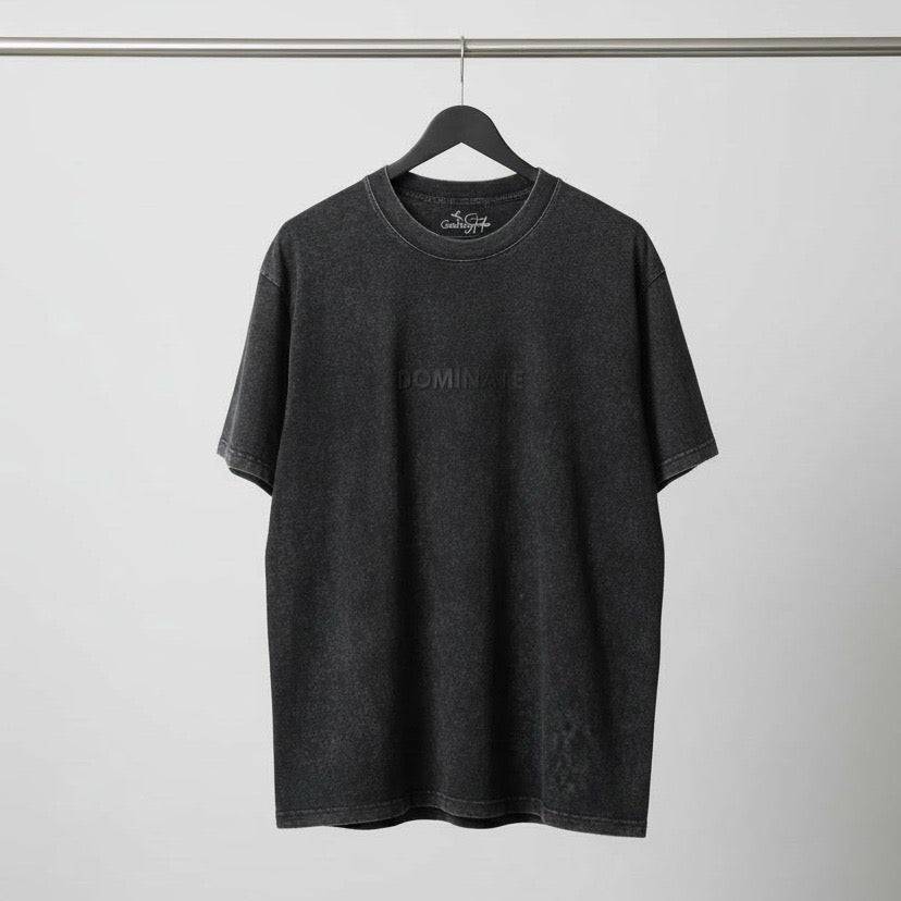 DOMINATE acid wash black t- shirt